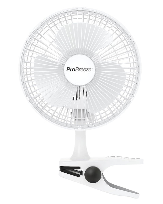 Pro Breeze Mini Ventilatore Professionale con Clip I Piccolo Ventilatore Elettrico con Funzionamento Ultra-Silenzioso e 2 Impostazioni di Velocità I 15W. Per Casa, Letto, Ufficio e Scrivania