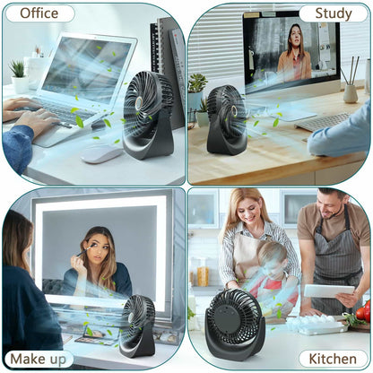 Ykgutilu Ventilatore USB,ventilatore portatile,ventola da tavolo regolabile velocità del vento 5 livelli, angolo regolabile a 360°,4000 mAh batteria ricaricabile,adatto per ufficio, casa